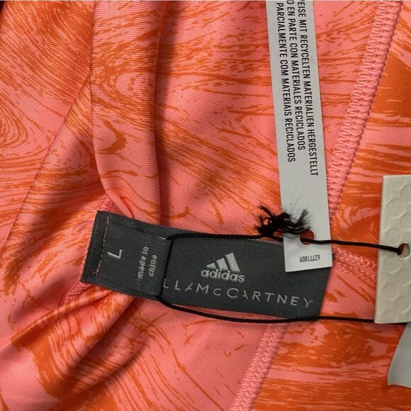 Adidas By Stella McCartney Cropped Printed Leggings Bright Orange Size L NEW - Picture 12 of 14
